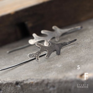 Sterling silver earrings, artisan oxidized hook earrings, greenFORM - Coral reef