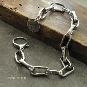 Corrente de prata esterlina - pulseira feita à mão, prata oxidada, pulseira unissex, pulseira de prata esterlina, pulseira feita à mão