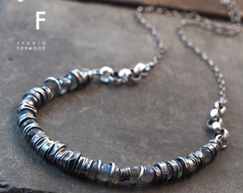 oxidized sterling silver & labradorite - Necklace