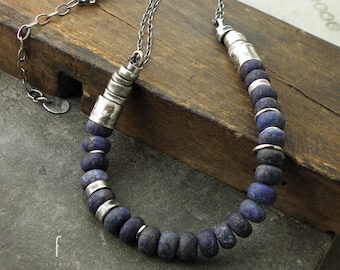 Oxidized sterling silver & lapis lazuli - necklace