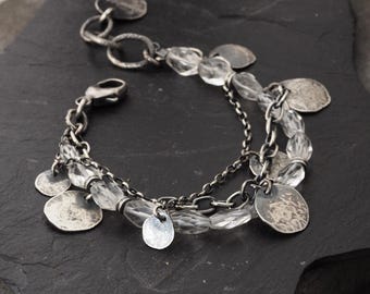 Oxidized Sterling Silver Rock Crystal, Handmade Charms, Boho Jewelry