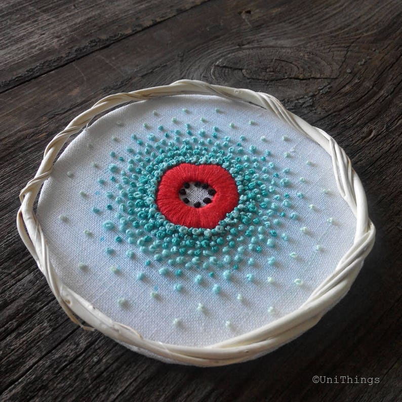 Red embroidery flower embroidery Dorm decor wall art Summer Etsy