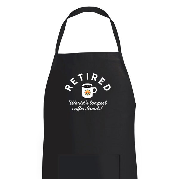 Idea de regalo de jubilación Delantal de cocina Jubilado Retiro Presente Hombres Mujeres Feliz jubilación Dejar el trabajo Divertido jubilado Coffee Break Cook Keepsake