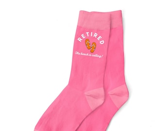 Retirement Gift Idea Women’s Socks Retired Retire Present for Women Happy Retirement Award Leaving Work Funny Retired Keepsake Beach Calling