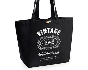 40th Birthday Gift Bag Keepsake Large 100% Organic Cotton Tote Shopping Bag for 40 Year Old