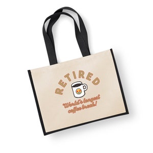Idée de sac cadeau de retraite cadeau de retraite pour femme Récompense de bonne retraite pour quitter le travail fourre-tout amusant sac à provisions souvenir pause-café