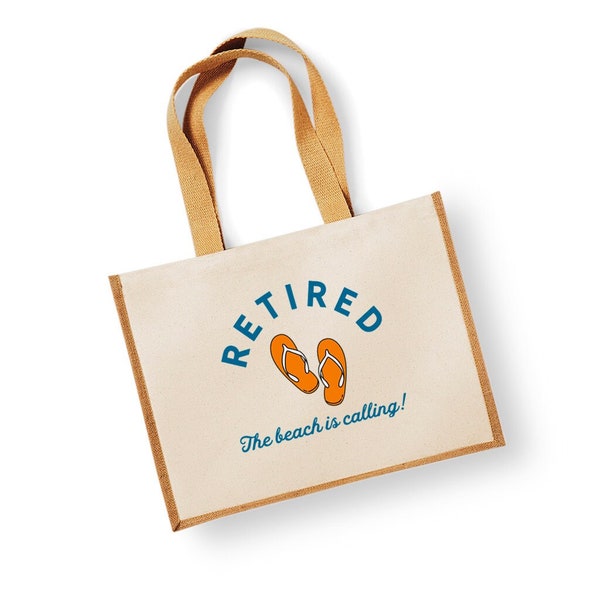 Retirement Gift Bag Idea Retired Retire Present for Women Happy Retirement Award Leaving Work Funny Tote Shopping Bag Keepsake Beach Calling