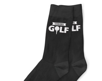 Golf Socks Gift Golfing 'Seniors Golf' for Men Dad Grandad Him Golfer Clothing Funny Gear Accessories Size UK 6 to 11 - USA 7 to 12