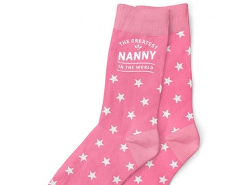 Nanny Gift Birthday or Christmas Present Socks Size 4-7 Keepsake Xmas Gift for Nanny Idea Party Prop Favor Stars