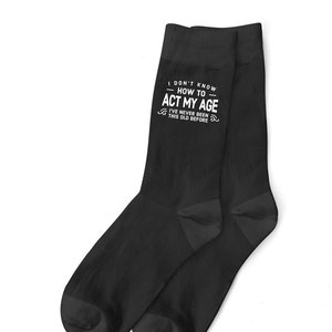 Happy Birthday Gift Socks Present 18th 21st 30th 40th 50th 60th 65th 70th 75th 80th 90th Men’s Socks Any Age Size UK 6 to 11 - USA 7 to 12