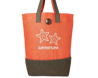 Canvas Tote Shopping Bag Funny Reusable Beach Shoulder Gift Bag for Ladies Women Grocery Bag for Life 50cm x 48cm x 17cm (Starfish)