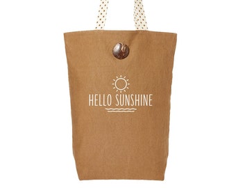 Canvas Tote Shopping Bag Funny Reusable Beach Shoulder Gift Bag for Ladies Women Grocery Bag for Life 46cm x 40cm x 15cm (Hello Sunshine)