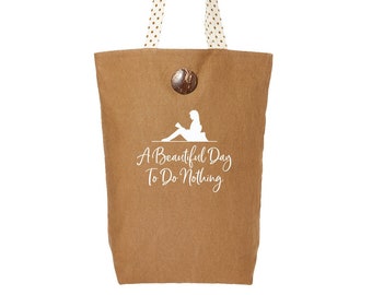 Canvas Tote Shopping Bag Funny Reusable Beach Shoulder Gift Bag for Ladies Women Grocery Bag for Life 46cm x 40cm x 15cm (Beautiful Day)