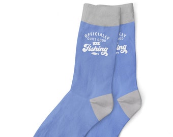 Calzini da pesca regalo "Abbastanza bravo a pescare" per uomo, papà, nonno, lui, pescatore, abbigliamento e accessori per la pesca, taglia UK 6-11 - USA 7-12