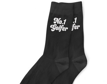 Golf Socks Gift 'Number One Golfer' Golfing for Men Dad Grandad Him Golfer Clothing Funny Gear Accessories Size UK 6 to 11 - USA 7 to 12