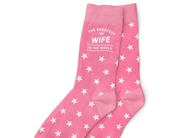 Wife Gift Socks Birthday or Mother’s Day Present Women's Socks Size 4-7 Keepsake Xmas Gift for Wife Idea Party Prop Favor