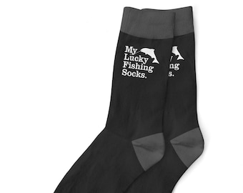 Angeln Socken Geschenk &#39;My Lucky Angeln Socken&#39; für Männer Dad Grandad Him Fischer Angeln Kleidung Zubehör Größe UK 6 bis 11 - USA 7 bis 12