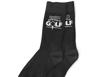 Golf Socks Gift Golfing 'Quite Good at Golf' for Men Dad Grandad Him Golfer Clothing Funny Gear Accessories Size UK 6 to 11 - USA 7 to 12