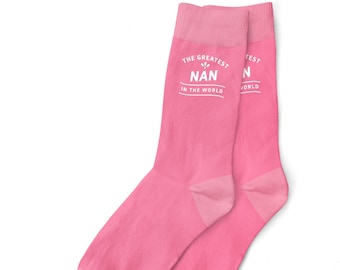 Nan Gift Socks Birthday or Christmas Present for Nan Women's Pink Socks, Size 4-7 Keepsake Xmas Gift Idea Party Prop Favor
