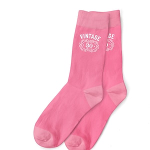 30th Birthday Gift Pink Socks for Women Ladies Present Keepsake Party Prop Favor Wife Mum Friend 30 Years Old Thirty Idea for Her