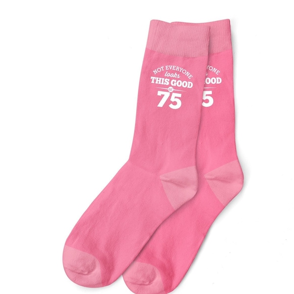 75th Birthday Pink Socks Gift for Women Ladies  Present Keepsake Idea for Her Wife Mum Friend 75 Years Old Party Prop Favor