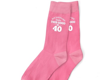 40th Birthday Pink Socks Gift for Women Size 4 - 7