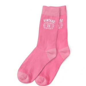 21st Birthday Gift Pink Socks for Women Ladies Present Keepsake Party Prop Favor Wife Mum Friend 21 Years Old Idea for Her image 1