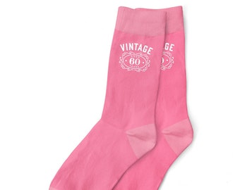 Regalo del 60 cumpleaños Calcetines rosas para mujeres Damas presente Fiesta de recuerdo Prop Favor Esposa Mamá Amiga 60 años Idea para ella