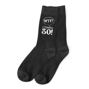 30th Birthday Gift Socks for Men WTF Present Party Prop Husband Dad Friend 30 Years Old Thirty Idea for Him Size UK 6 to 11 - USA 7 to 12