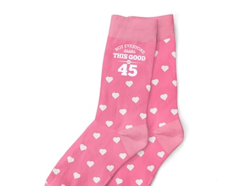 45th Birthday Gift Socks for Women Ladies Present Keepsake Idea for Her Wife Mum Friend 45 Years Old Party Prop Forty Five
