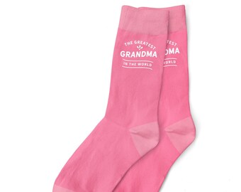 Grandma Gift Socks Birthday Present for Grandma Women's Pink Socks, Size 4-7 Keepsake Xmas Gift Idea Party Prop Favor