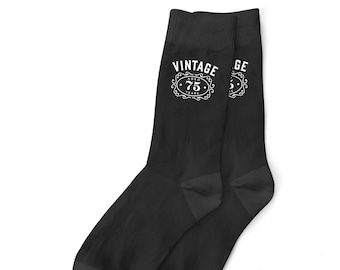 75th Birthday Gift Socks for Men Present Keepsake Party Prop Dad Friend 75 Years Old Seventy Five Idea for Him Size UK 6 to 11 - USA 7 to 12