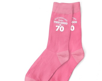 70th Birthday Pink Socks Gift for Women Ladies  Present Keepsake Idea for Her Wife Mum Friend 70 Years Old Party Prop Favor