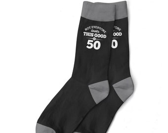 50th Birthday Gift Socks for Men Present Keepsake Party Prop Husband Dad Friend Age 50 Years Old Fifty for Him Size UK 6 to 11 - USA 7 to 12