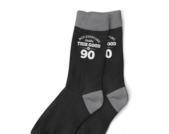 90th Birthday Gift Socks for Men Present Keepsake Party Prop Husband Dad Friend 90 Years Old Ninety for Him Size UK 6 to 11 - USA 7 to 12