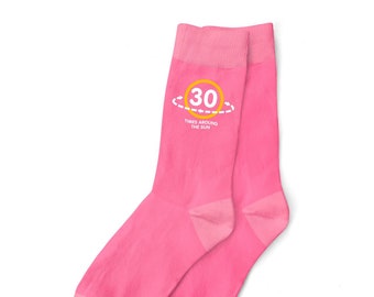 30th Birthday Gift Socks for Women Lady Present Keepsake Idea Her Friend Happy Birthday Age 30 Year Old Party Size UK 4 to 7 - USA 6 to 9