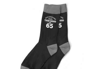 65th Birthday Gift Black Socks for Men Present Keepsake Party Prop Favor Husband Dad Friend 65 Years Old Idea for Him