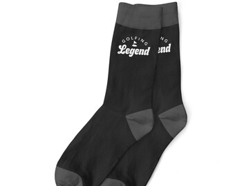 Golf Socks Gift 'Golfing Legend' for Men Dad Grandad Him Golfer Heel Toe Clothing Funny Gear Accessories Size UK 6 to 11 - USA 7 to 12