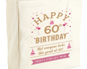 60th Birthday, 60th Birthday Idea, 60th Birthday Bag, Tote, Shopping Bag, Great 60th Birthday Present, 60th Birthday Gift