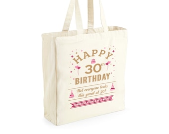 30th Birthday, 30th Birthday Idea, 30th Birthday Bag, Tote, Shopping Bag, Great 30th Birthday Present, 30th Birthday Gift