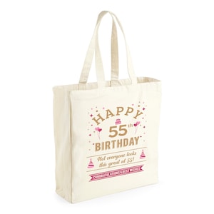 55th Birthday, 55th Birthday Idea, 55th Birthday Bag, Tote, Shopping Bag, Great 55th Birthday Present, 55th Birthday Gift