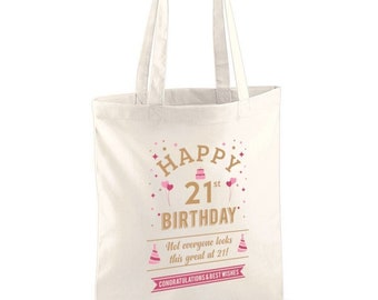 21e verjaardag cadeau tas leeftijd 21 verjaardag idee lichtgewicht opvouwbare herbruikbare draagtas boodschappentas 40 verjaardagscadeau aandenken 21e decoraties