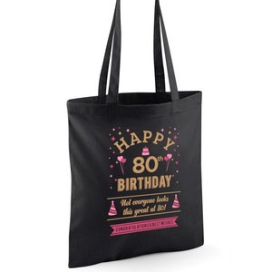 Geschenktüte zum 80. Geburtstag, Idee zum 80. Geburtstag, leicht, faltbar, wiederverwendbar, Einkaufstasche, Geschenk zum 80. Geburtstag, Andenken, Dekoration zum 80. Geburtstag