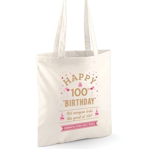100. Geburtstag Geschenk Tasche Alter 100 Geburtstag Idee Leichte faltbare wiederverwendbare Tragetasche Einkaufstasche Geburtstagsgeschenk Andenken 100