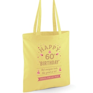 60. Geburtstag Geschenk Tasche Alter 60 Geburtstag Idee Leichte faltbare wiederverwendbare Tragetasche Einkaufstasche 60 Geburtstag Geschenk Andenken 60er Jahre Dekorationen