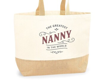 Nanny Gift Bag Verjaardagscadeau voor Nanny Keepsake Kerstmis Nanny Shopping Tote Bag Moederdag - Afmeting: 36 x 34 x 13 cm