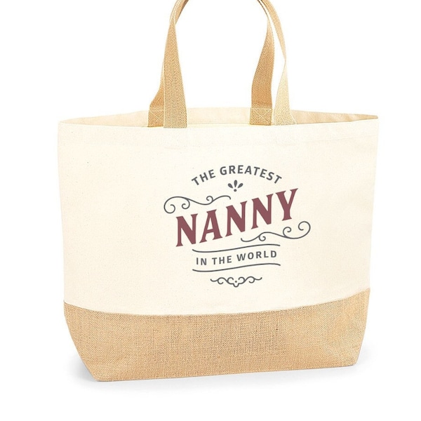 Nanny Gift Bag Cadeau d’anniversaire pour Nanny Keepsake Christmas Nanny Shopping Tote Bag Fête des Mères - Taille: 36 x 34 x 13 cm