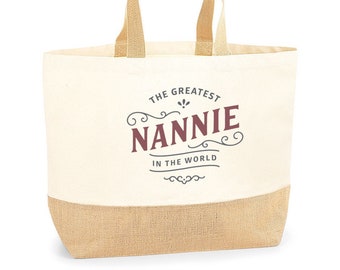 Nannie Gift Bag Birthday Present for Nannie Keepsake Christmas Nannie Shopping Tote Bag Mother’s Day - Size: 36 x 34 x 13 cm