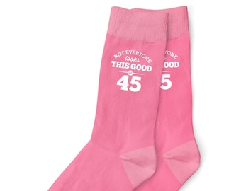 45th Birthday Pink Socks Gift for Women Ladies  Present Keepsake Idea for Her Wife Mum Friend 45 Years Old Party Prop Favor