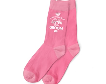 Sister of the Groom Socks Gift Wedding Hen Night Hen Do Party Squad Present Bridal Shower Pink Socks Keepsake size 4 - 7